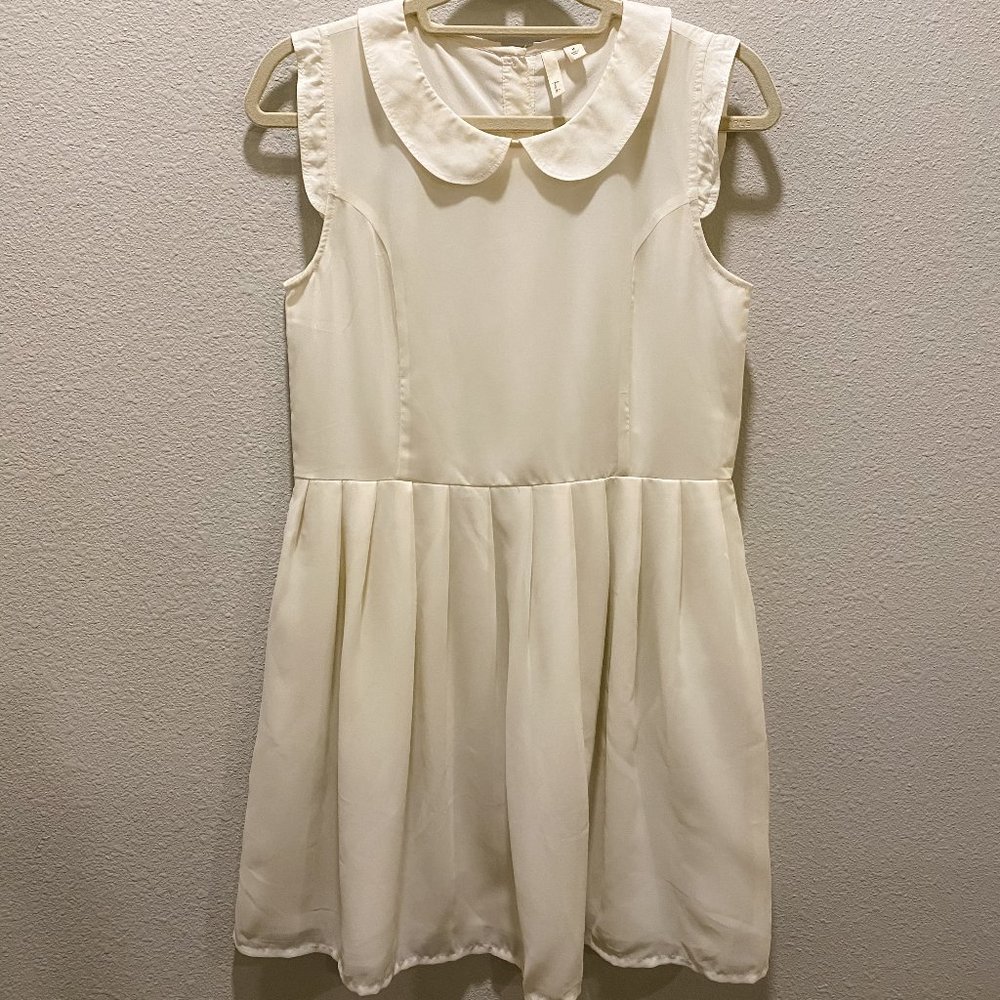 NORDSTROM Ivory Dress W/ Peter Pan Collar M